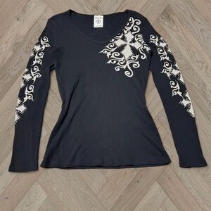 Y2K Vocal Black Bedazzled Long Sleeve Top